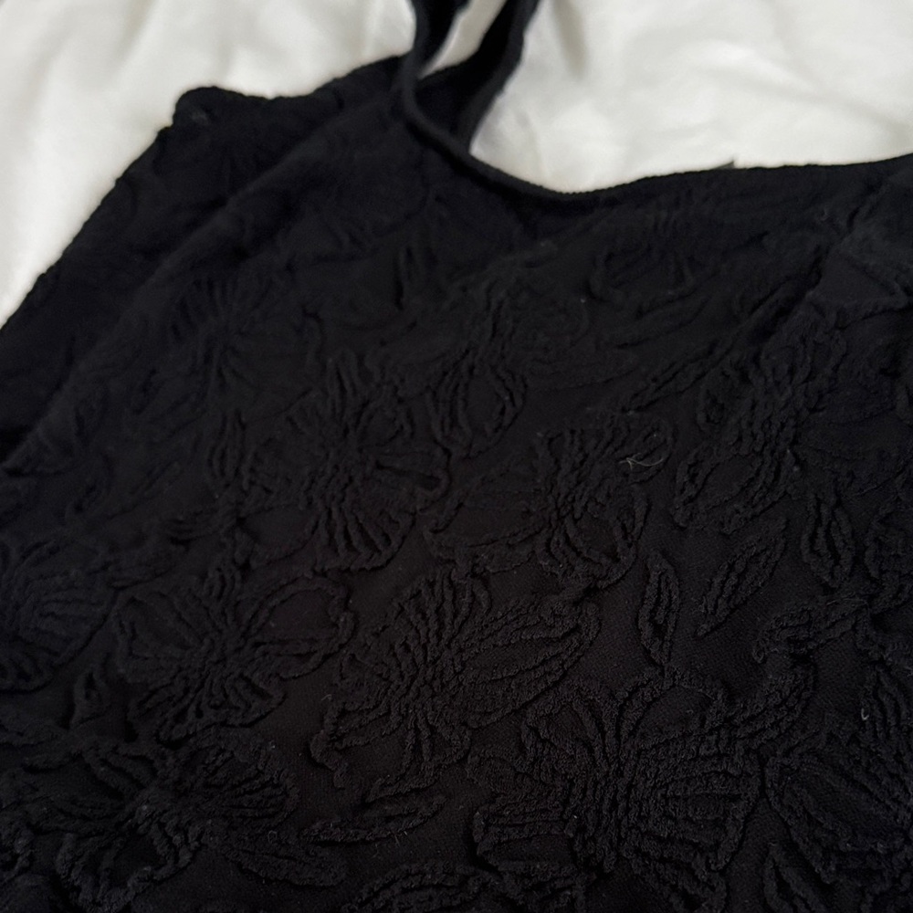 Anthropologie Black Textured Crop Top - Picture 3 of 3